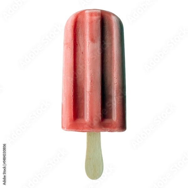 Fototapeta Isolated Red Fruit Popsicle with Wooden Stick on Transparent Background