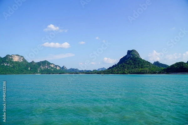 Obraz Beautiful seascape with mountains and blue sky in Koh Samui, Thailand