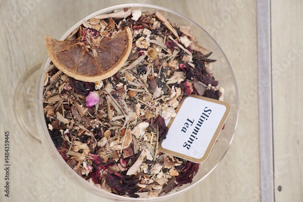 Obraz Slimming tea blend in glass jar