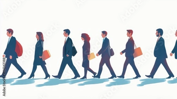 Fototapeta Business People Walking Commute  Office Workers  Team  Teamwork