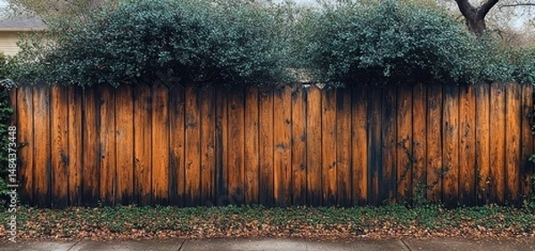 Obraz Rustic Wooden Fence in a Suburban Setting