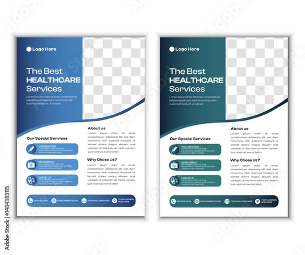 Obraz Modern medical flyer and healthcare eye-catching vector template. Cover a4 template design.