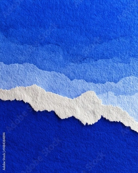 Obraz Vibrant blue paper texture representing sea and sky waves.