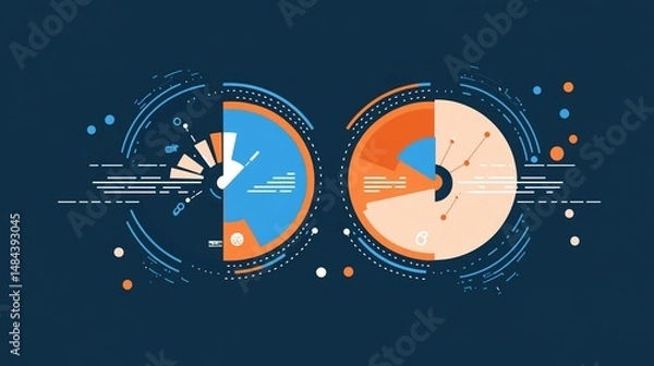 Obraz Abstract data visualization concept with pie charts and geometric elements