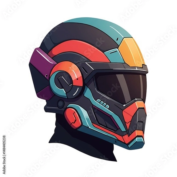Obraz Stylized Futuristic Helmet Concept Art Design With Vibrant Colors and Clean Lines