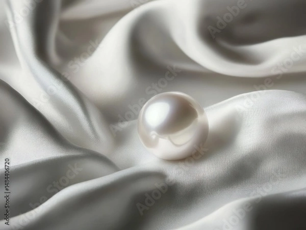 Fototapeta Pearl on draped fabric