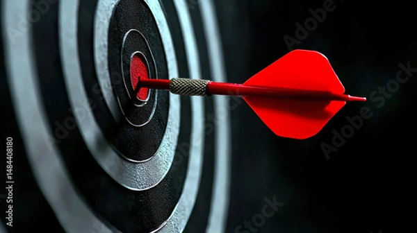 Obraz Business marketing success concept. The red dart arrow bullseye in the middle of the dart paper is the goal of the business.