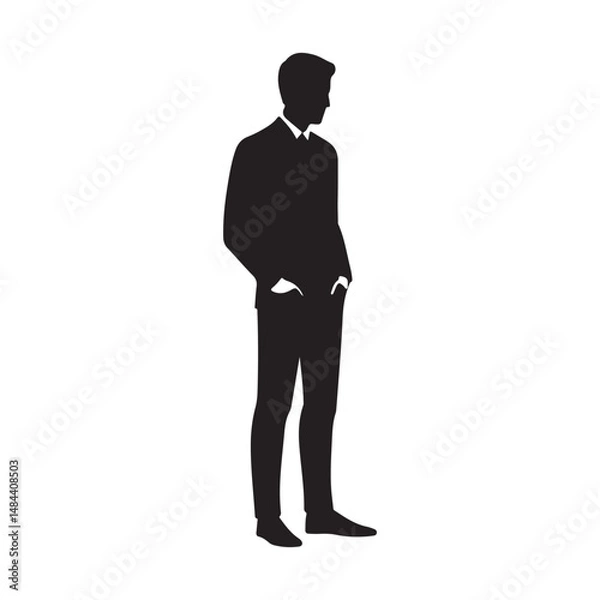 Obraz Vector Men Silhouette Illustration, 
Vector Business men Silhouette Black and White Illustration.