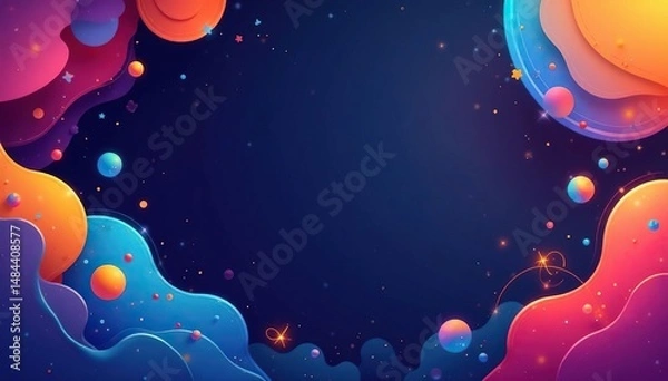 Obraz Vibrant website graphics design elements, colorful abstract shapes and icons , abstract, bright, web