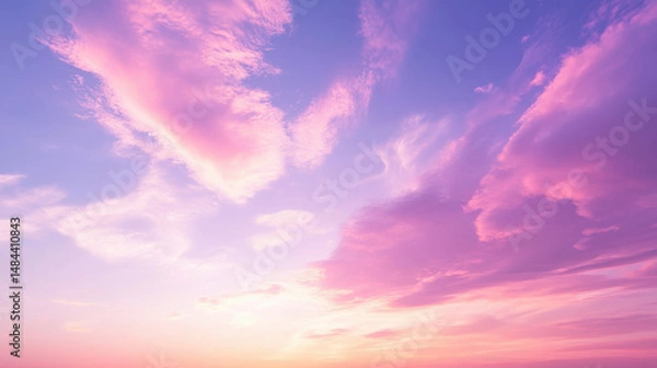 Obraz soft, dreamy sky with a gradient of pink and purple hues, featuring wispy white clouds