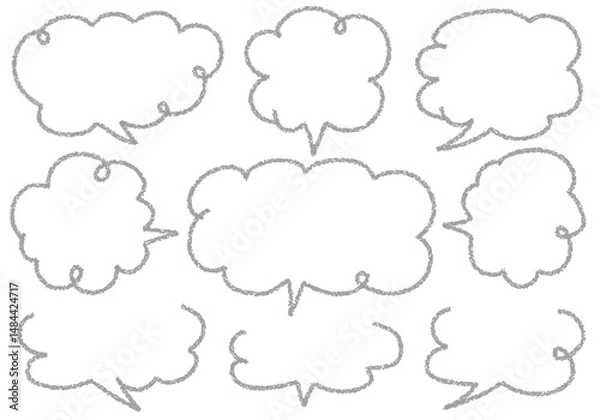 Fototapeta クレヨン素材　手描きのふきだしセット