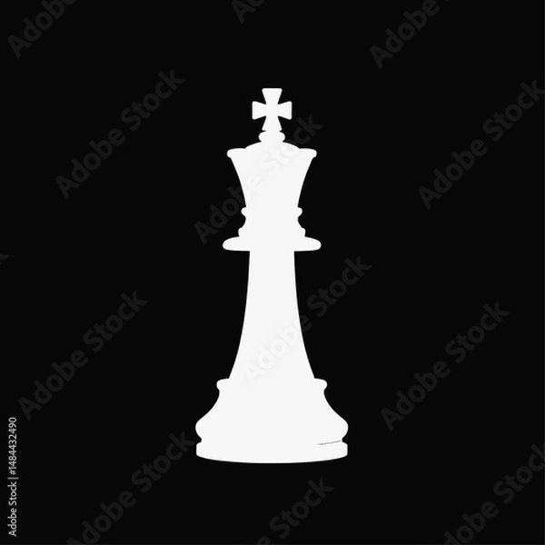 Fototapeta Minimalistic White Chess King Isolated on Black Background