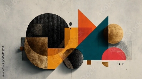 Fototapeta Geometric arrangement with textured elements for artistic composition