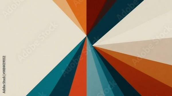 Fototapeta Retro color burst radiates energy with triangular segments in harmonious hues