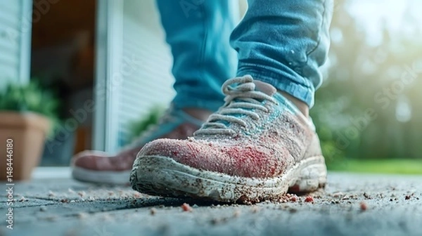 Fototapeta Photograph Capturing the Close Up Details of a Red Circular Rash on a Person s Foot Clearly Displaying the Visible Signs and Symptoms of an Athlete s Foot Skin Condition
