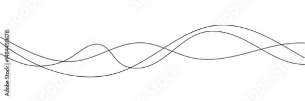 Obraz Abstract Wavy Line. Wavy line horizontal divider outline minimalist art. Thin line wavy abstract vector. Curve wave seamless pattern. Line art striped graphic template white background in eps10.