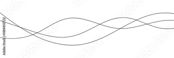 Fototapeta Abstract Wavy Line. Wavy line horizontal divider outline minimalist art. Thin line wavy abstract vector. Curve wave seamless pattern. Line art striped graphic template white background in eps10.