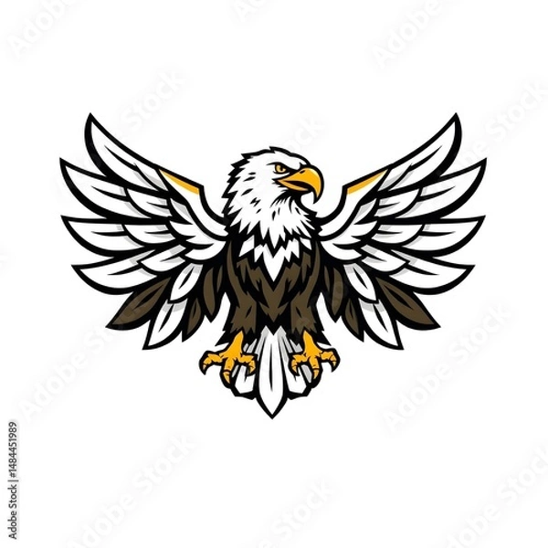 Obraz Illustration of a majestic eagle emblem with wings extended. Ideal for branding, team logos, and design projects symbolizing power, freedom, and strength.