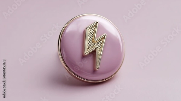 Fototapeta Luxurious golden lightning emblem on elegant compact powder for sophisticated charm