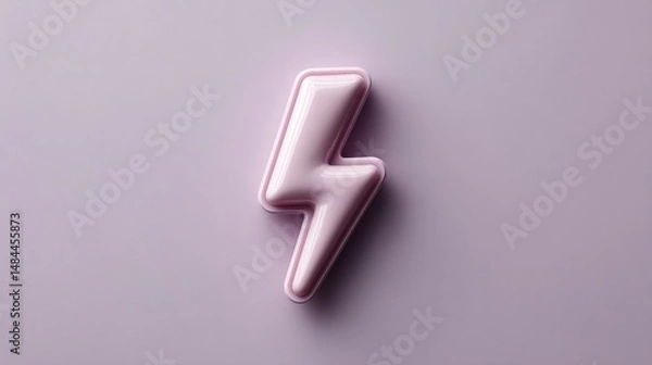 Fototapeta Soft Pink Energy: A Playful Lightning Bolt on a Monochromatic Lavender Backdrop