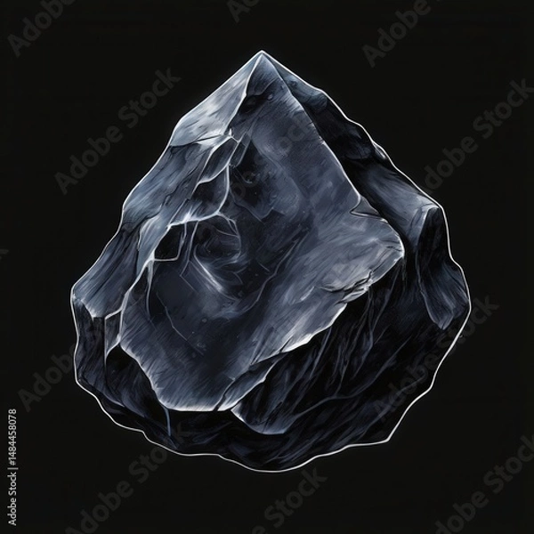 Fototapeta an AI Image Generator, Abstract Illustration of a Black Stone Against a Dark Background