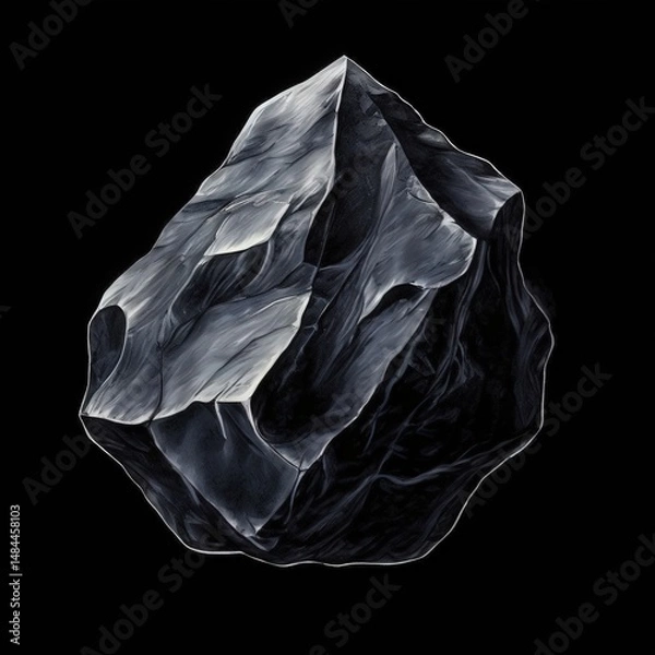 Fototapeta an AI Image Generator, Abstract Illustration of a Black Stone Against a Dark Background