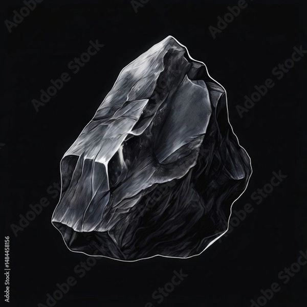 Fototapeta an AI Image Generator, Abstract Illustration of a Black Stone Against a Dark Background