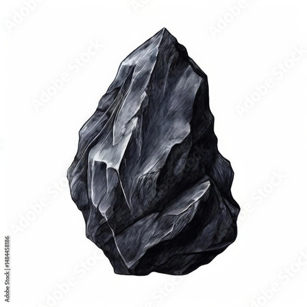 Fototapeta an AI Image Generator, Abstract Illustration of a Black Stone Against a Dark Background