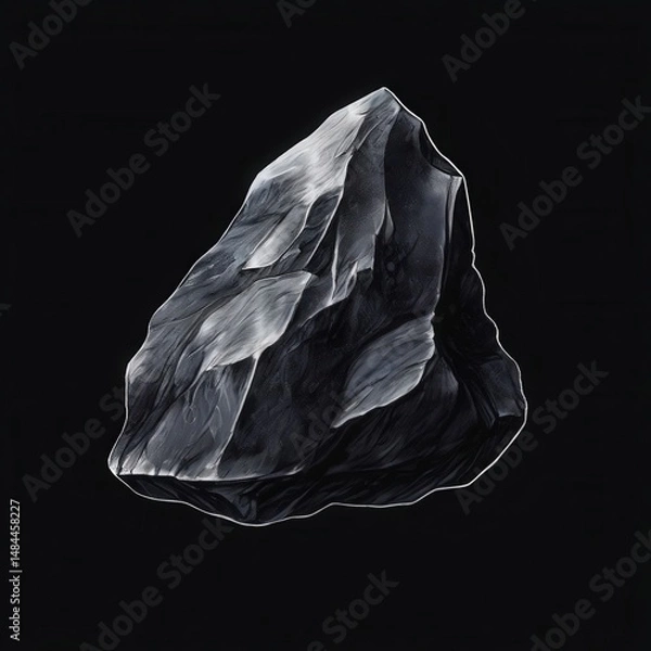 Fototapeta an AI Image Generator, Abstract Illustration of a Black Stone Against a Dark Background