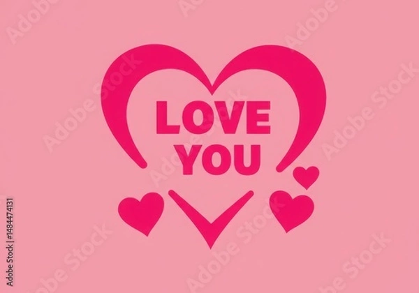 Fototapeta Love you message with hearts isolated on white background