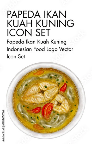 Fototapeta Papeda ikan kuah kuning Indonesian Food logo vector Icon set