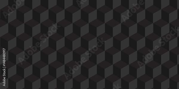 Obraz Seamless abstract black and gray background from cubes and lines. Geometric tiles and mosaic creative stylish seamless pattern block cube background. minimal hexagon Cubes mosaic shape vector design