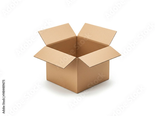Obraz Open cardboard box isolated on white background. Delivery box open.