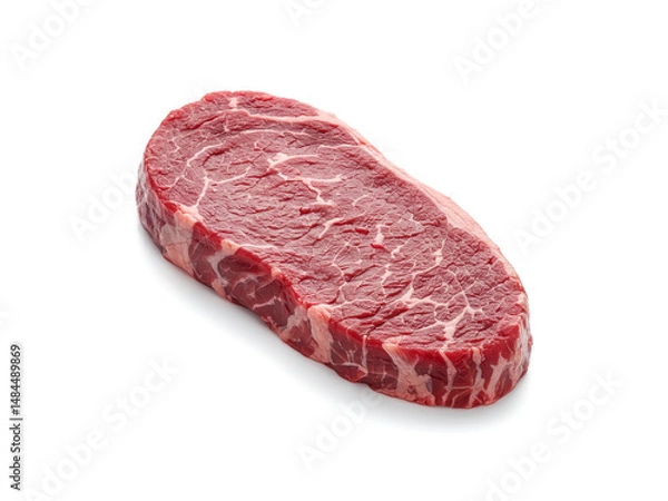 Obraz Beef steak raw isolated on white background.