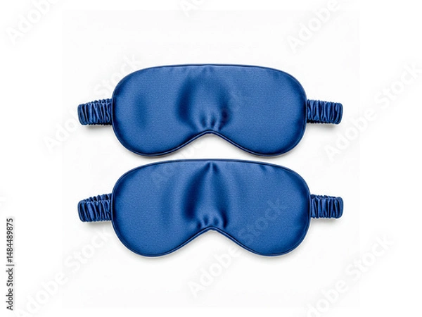 Obraz Top view two blue sleep mask isolated on white background.