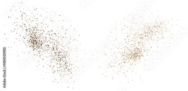 Fototapeta Editable flying coffee grain grunge texture brown particle confetti illustration background