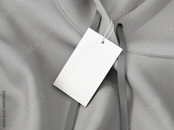 Fototapeta White Blank Price Tag on Hoodie Mockup 3D Rendering