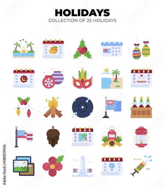 Fototapeta Collection of 25 Holidays. A vibrant celebration of global festivities and cultural events