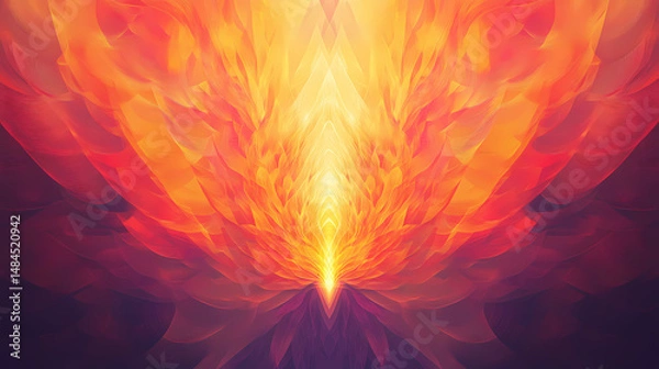 Obraz Flame of illumination perspective., pentecost a christian holiday, the descent of the holy spirit. celestial flame wings. illustration. [Seraphic Depths] | Divine Sink | holy descent. Illustration