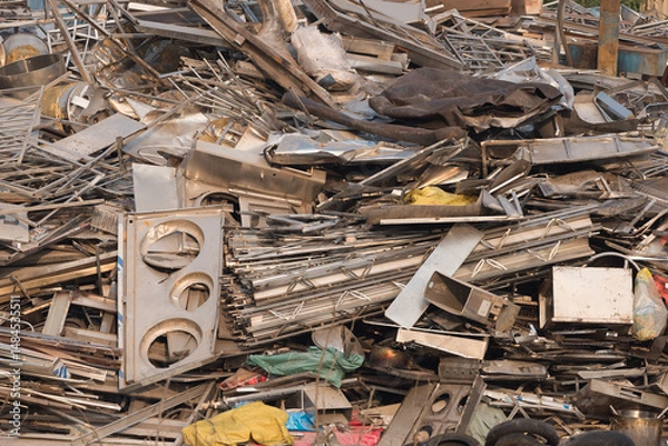 Fototapeta A pile of metal waste of the same type