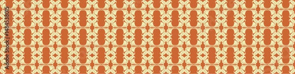 Fototapeta Elegant floral seamless pattern with intricate symmetrical designs. Perfect for wallpaper, fabric, textile, wrapping, background, or decorative use in digital and print projects.