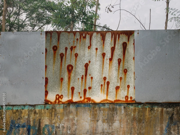 Fototapeta Partially corroded and rusted iron surface