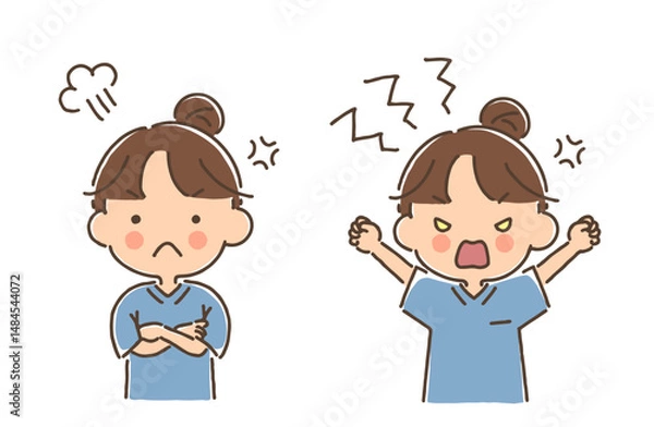 Obraz 怒っているスクラブ姿の女性（腕組み・腕を振り上げる）