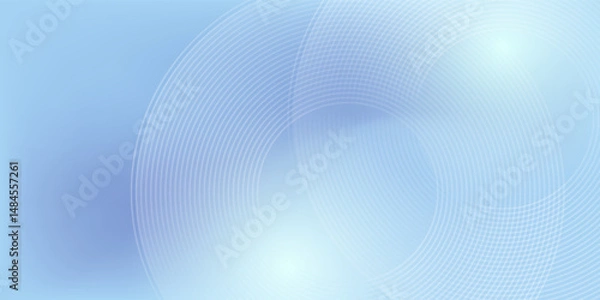 Fototapeta Abstract circle lines on light blue background. Geometric stripe line art design for poster, brochure, cover, website, header, web banner, presentation.