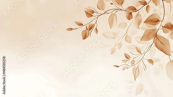 Fototapeta Soft sepia leaves on a branch