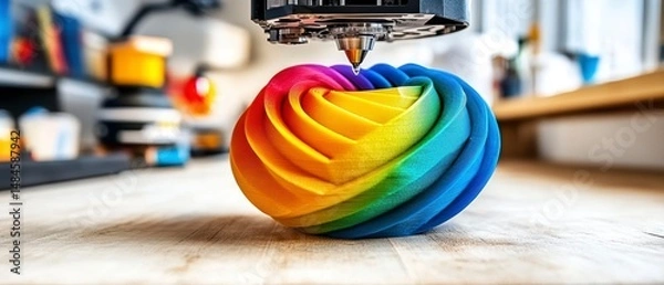 Obraz 3D Printing Colorful Rainbow Sphere Creation