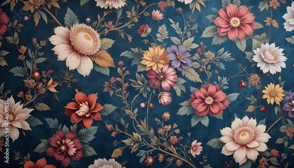 Obraz Fabric Wallpaper with Floral Print Featuring Elegant Botanical Patterns for Stylish and Timeless Interior Decor