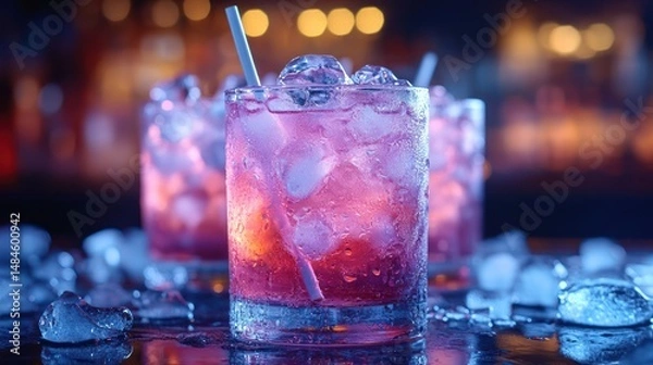 Obraz Iced purple cocktails in glasses