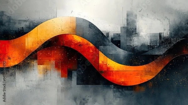Obraz Abstract shapes and textures intertwine and overlap, creating a visually stimulating and thought-provoking composition