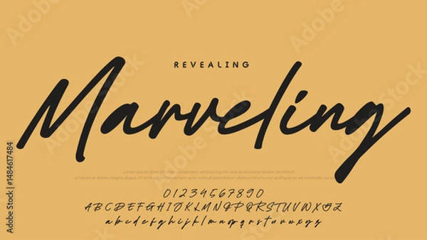 Fototapeta Hand drawn vector alphabet. Modern monoline signature script font. Elegant Signature Font. Best Alphabet Beautiful Calligraphy Signature Font